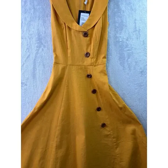 NWT - Collectif x ModCloth Sara Swing Dress – Mustard – Size 3XS - Picture 4 of 6
